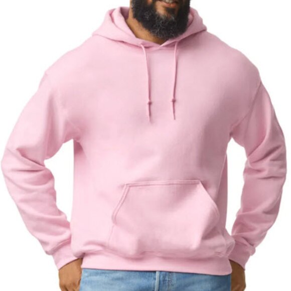 New Gildan Heavy Blend Pink Hooded Sweatshirt with Kangaroo Pockets - Picture 3 of 4
